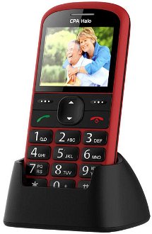 Tlačidlový telefón pre seniorov CPA Halo 21, červený 2