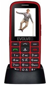 Tlačidlový telefón pre seniorov Evolveo EasyPhone EG, červený
