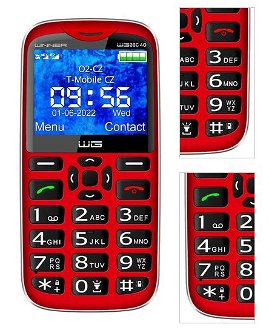 Tlačidlový telefón Winner WG20C, 128 MB, červený 3