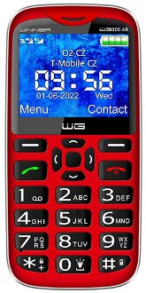 Tlačidlový telefón Winner WG20C, 128 MB, červený
