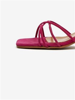 Tmavo ružové dámske šnurovacie sandále v semišovej úprave na podpätku OJJU 8