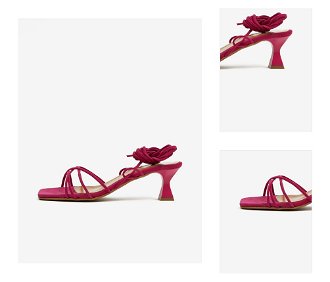 Tmavo ružové dámske šnurovacie sandále v semišovej úprave na podpätku OJJU 3
