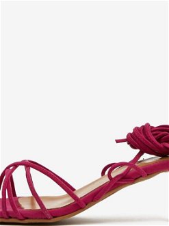 Tmavo ružové dámske šnurovacie sandále v semišovej úprave na podpätku OJJU 5