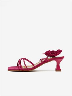 Tmavo ružové dámske šnurovacie sandále v semišovej úprave na podpätku OJJU 2