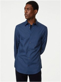 Tmavomodrá pánska vzorovaná košeľa Marks & Spencer