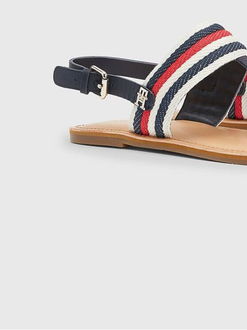 Tmavomodré dámske vzorované sandále s koženými detailmi Tommy Hilfiger 8