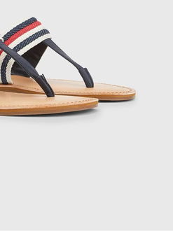 Tmavomodré dámske vzorované sandále s koženými detailmi Tommy Hilfiger 9