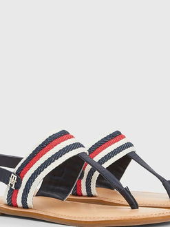 Tmavomodré dámske vzorované sandále s koženými detailmi Tommy Hilfiger 5