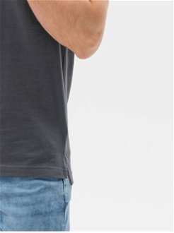 Tmavosivé pánske basic polo tričko Ombre Clothing 9
