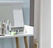 Toaletný / písací stolík so zrkadlom Kolding, biely/jaseň% 7
