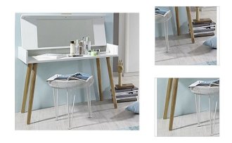 Toaletný / písací stolík so zrkadlom Kolding, biely/jaseň% 3