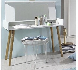 Toaletný / písací stolík so zrkadlom Kolding, biely/jaseň% 2