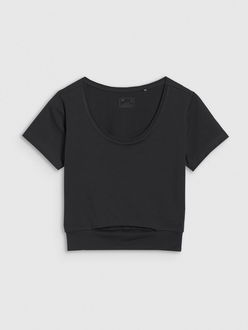 Dámske crop top tričko bez potlače - čierne