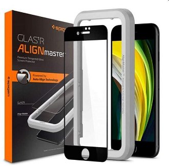 Tvrdené sklo Spigen AlignMaster FC pre Apple iPhone SE 20, SE 22, 8, 7, čierna