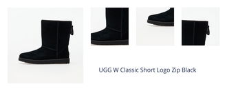 UGG W Classic Short Logo Zip Black 1