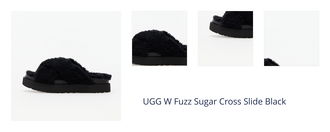 UGG W Fuzz Sugar Cross Slide Black 1