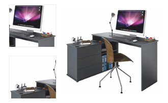 Univerzálny rohový PC stôl Terino L/P - grafit 4
