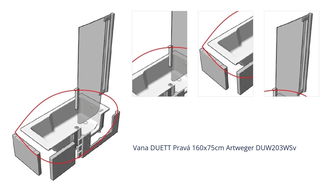 Vana DUETT Pravá 160x75cm Juwel DUW203WSv 1