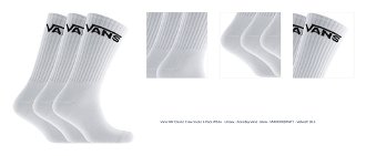 Vans MN Classic Crew Socks 3-Pack White - Unisex - Ponožky Vans - Biele - VN000XRZWHT1 - Veľkosť: 38.5 1