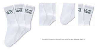 Vans WM Classic Crew Wmns Socks 3-Pack White - Dámske - Ponožky Vans - Biele - VN0A49ZFY641 - Veľkosť: 36.5 1