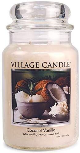 Village Candle Vonná sviečka v skle - Coconut Vanilla - Kokos a vanilka, veľká