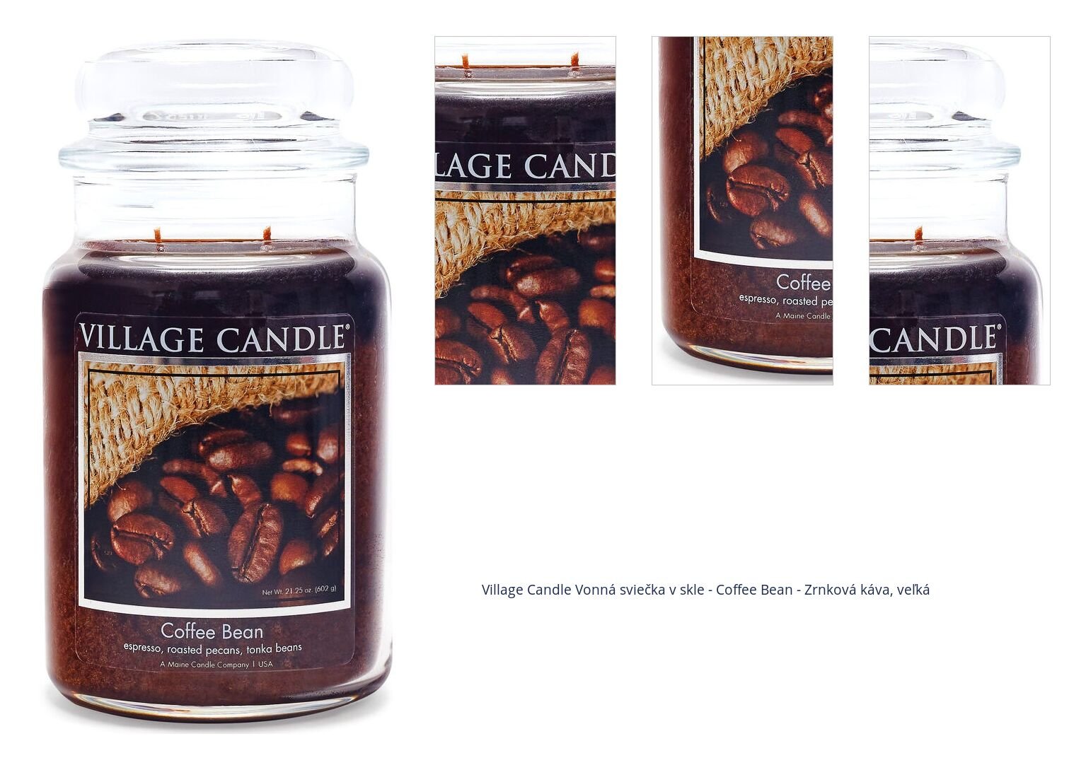 Village Candle Vonná sviečka v skle - Coffee Bean - Zrnková káva, veľká 1