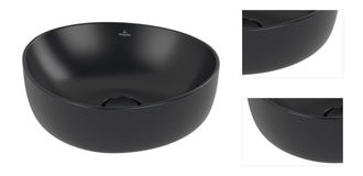 Villeroy & Boch Antao umyvadlo na desku 40x39,5 cm, bez přepadu, Ceramic Plus, Pure Black, 4A7240R7 3