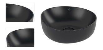 Villeroy & Boch Antao umyvadlo na desku 40x39,5 cm, bez přepadu, Ceramic Plus, Pure Black, 4A7240R7 4