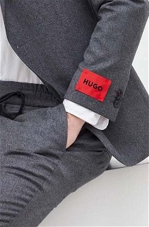 Vlnená bunda HUGO šedá farba 9