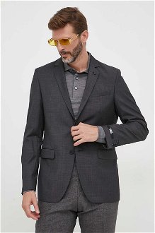 Vlnená bunda Karl Lagerfeld šedá farba