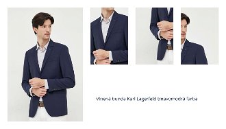 Vlnená bunda Karl Lagerfeld tmavomodrá farba 1