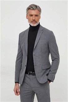 Vlnené sako Calvin Klein šedá farba