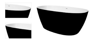 Voľne stojaca vaňa SAT Aula 160x78,7 cm liaty mramor ľavá aj pravá čierna/biela SATAULA1600C 4
