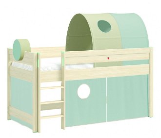 Vyvýšená posteľ s doplnkami fairy - dub svetlý/zelená