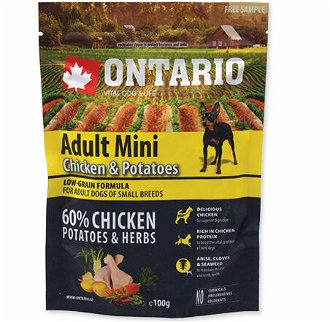 VZORKA Ontario dog adult mini kura a zemiaky 0,1 kg