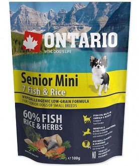 VZORKA Ontario dog senior mini ryba a ryža 0,1 kg
