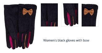 Women's black gloves with bow 1