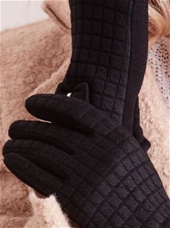 Women's black plaid gloves 5