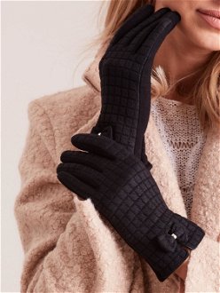 Women's black plaid gloves 2