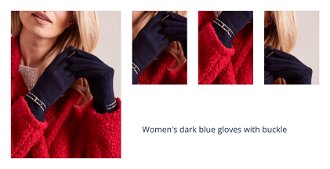 Women's dark blue gloves with buckle 1