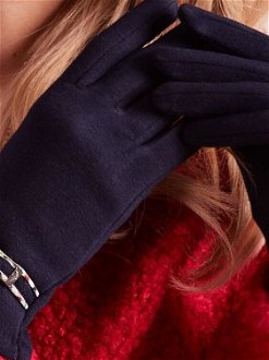 Women's dark blue gloves with buckle 5