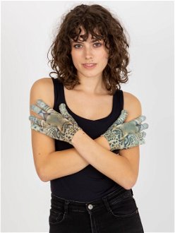 Women's gloves with animal print - multicolor 2