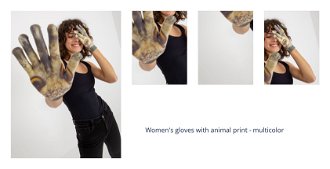 Women's gloves with animal print - multicolor 1