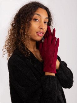 Women's knitted gloves burgundy color