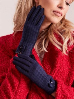 Women's plaid gloves in dark blue