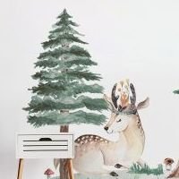 Nálepka na stenu - Lesné kráľovstvo - Jeleň, ježko, veverička veľkosť: maxi - XL 5
