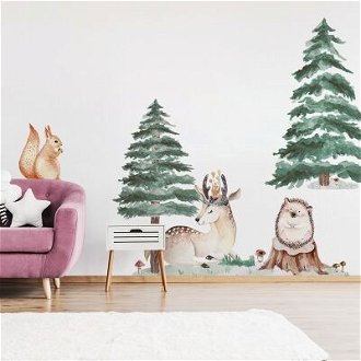 Nálepka na stenu - Lesné kráľovstvo - Jeleň, ježko, veverička veľkosť: maxi - XL 2