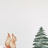 Nálepka na stenu - Lesné kráľovstvo - Jeleň, ježko, veverička veľkosť: veľká - L 6