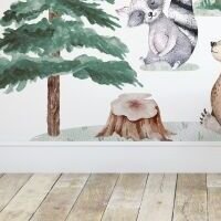 Yokodesign Nálepka na stenu - Lesné kráľovstvo - Zvieratká s medveďom Velikost: velká - L 8