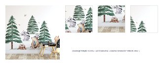 Yokodesign Nálepka na stenu - Lesné kráľovstvo - Zvieratká s medveďom Velikost: velká - L 1